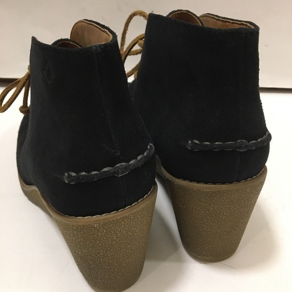 Sperry Top Sider Harlow Black Suede Wedge Booties - Picture 3 of 14